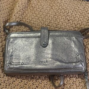 The Sak Metallic Silver Wristlet